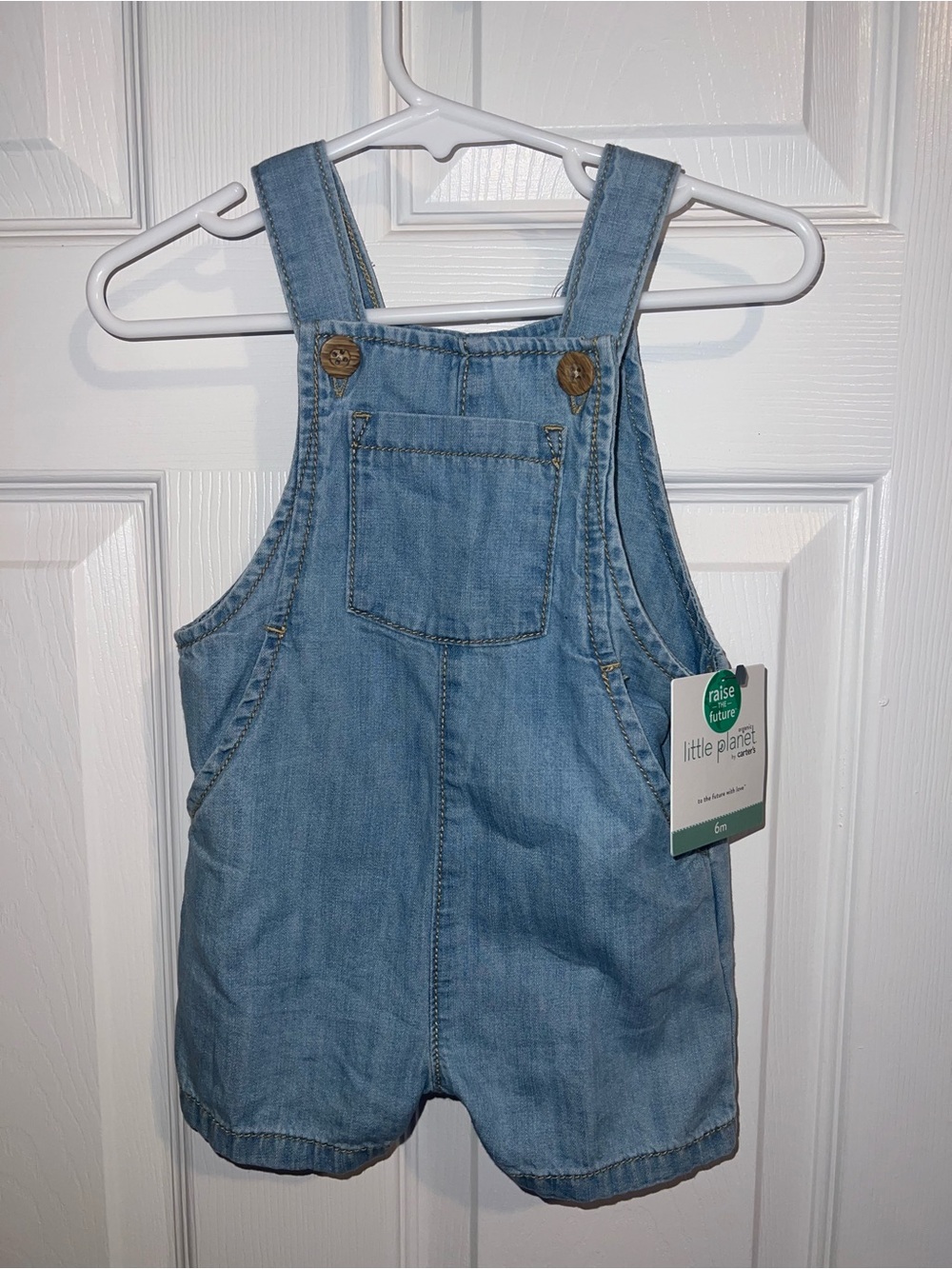 Little Planet Light Blue Denim Shortalls for Kids